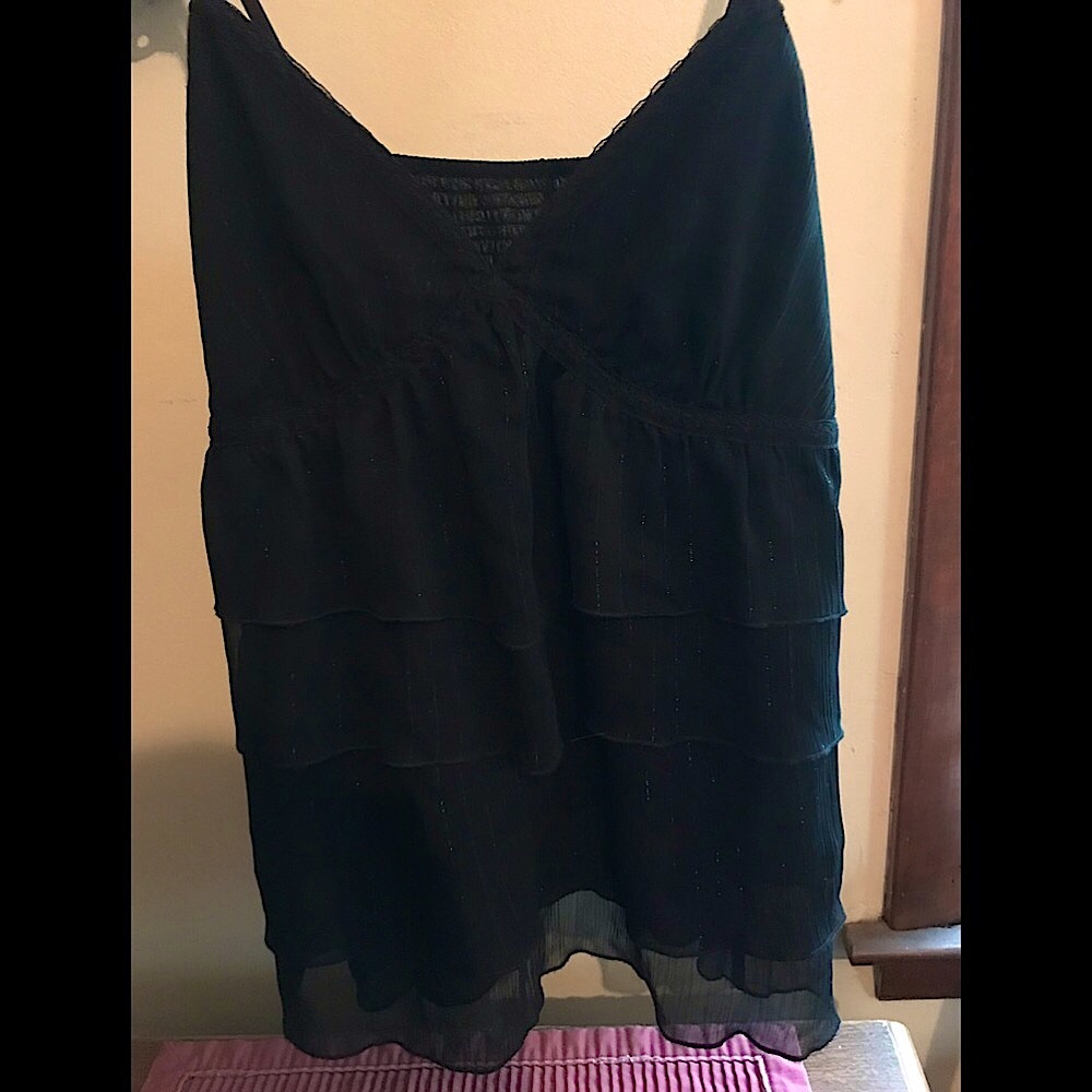 Express Design Studio Black w/ Silver Stripe tank.